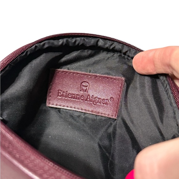 Etienne Aigner Cosmetic Case Personal Assets Vintage 8 x 5 Zip Oxblood Leather - Picture 4 of 4